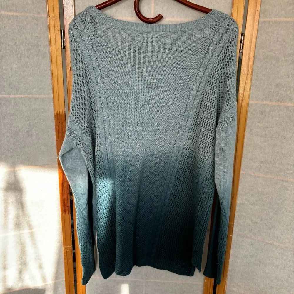 American Eagle Womens Ombre Knit Ocean Blue Sweater‎ Pullover Size M - W